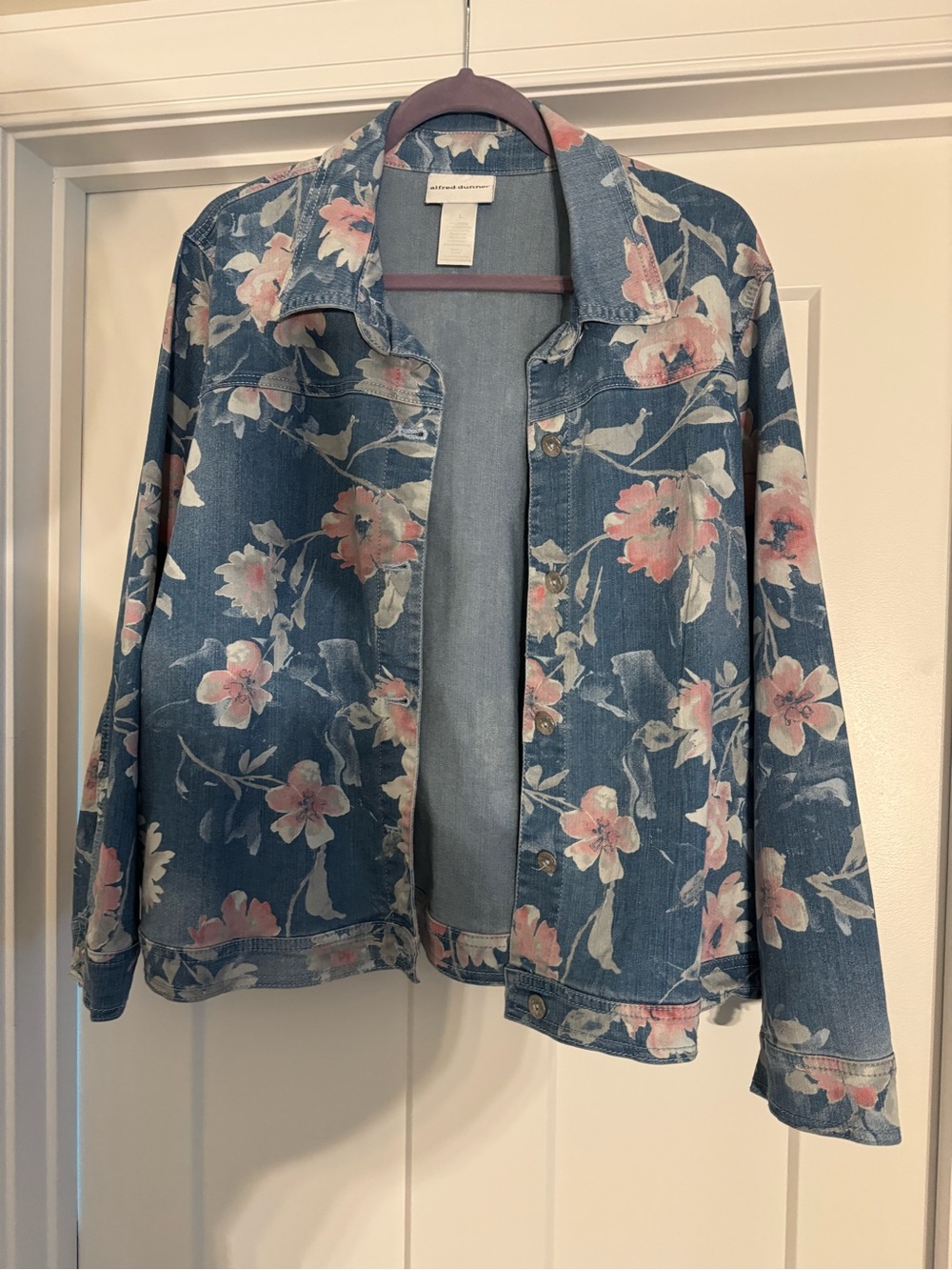🌸Vintage Alfred Dunner 90’s Floral Denim Oversized Lightweight Jacket | L - Picture 4 of 12
